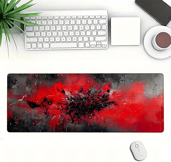 Graffiti Mouse Pad Large Red Black Cool XL Mouse Pad Large Mousepad Extended Laptop Keyboard Mat Gaming Desk Pad Mouse Mat Compatible with Computer, Laptop, and Keyboard 31.5x11.8 Inch