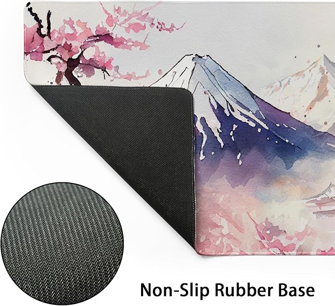 Japanese Cherry Blossom White Gaming Mouse Pad XXL Extended Large Mouse Mat Desk Pad Nonslip Rubber Base Long Computer Keyboard Desk Mat for Gaming Laptop Desktop 35.4 x 15.7 Inch