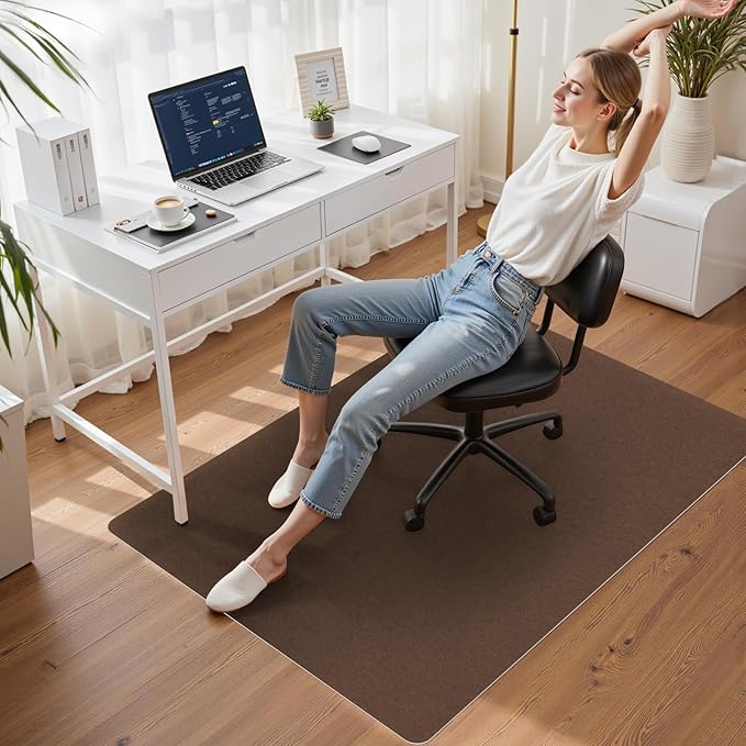Sycoodeal Office Chair Mat for Hardwood Floor,Slip Resistant Floor Mat for Office Computer Gaming Chair,Heavy Duty Floor Protector for Rolling Chairs,Easy to Clean,Coffee(36"x55")
