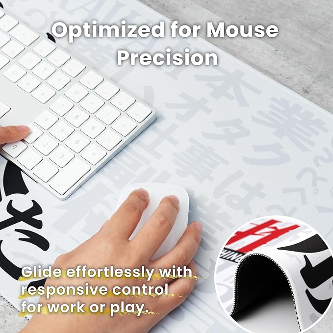 BELLEMOND Japanese Art Desk Mat | Large 31.5x11.8in Anime Mouse Pad for Keyboard & Mouse | Non-Slip Base, Water-Repellent | Original Japanese Design | Oshi Power