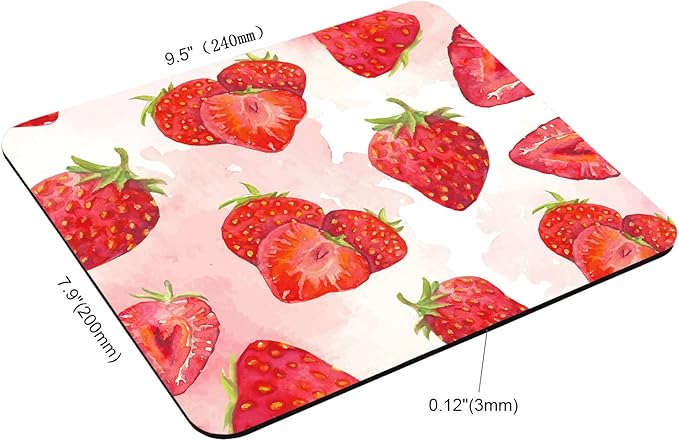 Custom Mouse pad Strawberry Mousepad Office Decor for Women Desk Accessories Cute Strawberries Cute Mouse Pad with Designs Non-Slip Rubber Smooth MousePads for Computer Laptop