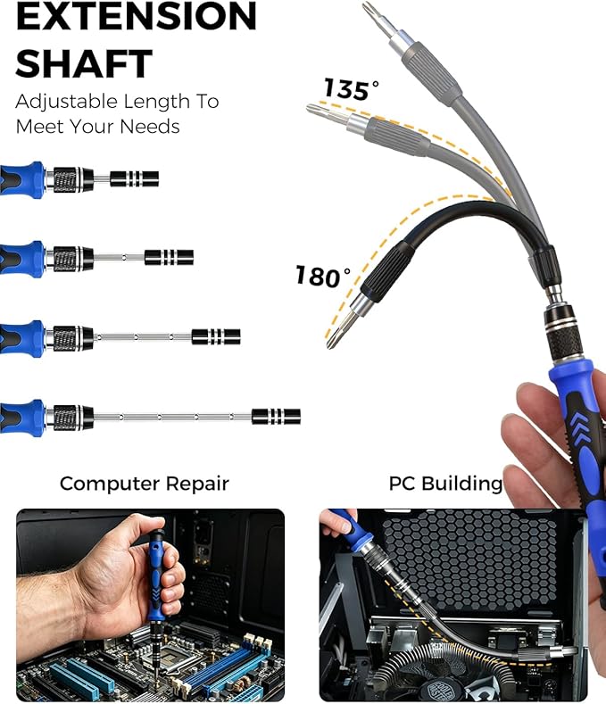 80 IN 1 Professional Computer Repair Tool Kit, Precision Screwdriver Set with 56 Bits, Magnetic Screwdriver Set for Laptop, PC, MacBook, Tablet, iPhone, PS4, Electronics, Gamer Tech Gifts for Men