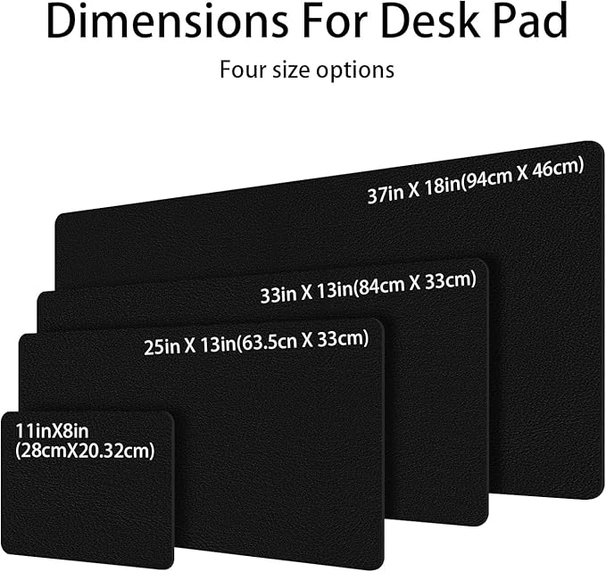 Leather Desk pad Protector, Office Mat, Large Mouse Mat, Non-Slip PU Leather Blotter, Laptop Desk Pad,Waterproof Laptop Computer Desk Keyboard Mat for Office/Work/Home/Decor (Black, 33In*13in)