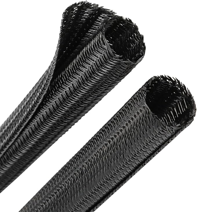 25ft PET Braided Cable Sleeve 1/8 inch(3mm) Wire Protector Cable wrap Wire Covers for Cords Cable Sleeves Cord Management Cable Management Sleeve(Black)