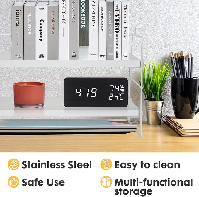 ShellKingdom Desk Shelf Organizer, 2 Tier Desktop Shelves, Adjustable Bookshelf Storage Rack and Office Cubicle Decor for Tabletop, School, Office, Dorm Organization (White)