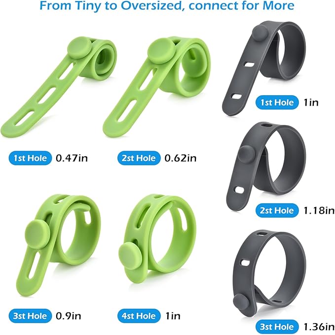 24 Pcs Silicone Cable Ties, Cord Organizer Ties, Cord Ties Reusable, Cord Wrap Cable Organizer 5Inch Cable Management (4 Color) Cbfoeyk