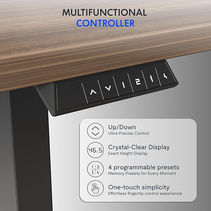 FLEXISPOT 71" x 32" Office Standing Desk, Height Adjustable Sit-Stand Desk, Quiet & Stable, with Cable Management & Cup Holder, for Commercial Use, Black Walnut Top (2 Packages)