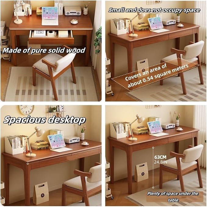 Modern Computer Desk & Chair Set, Wooden Executive Desk, Natural (120CM-47.2IN)