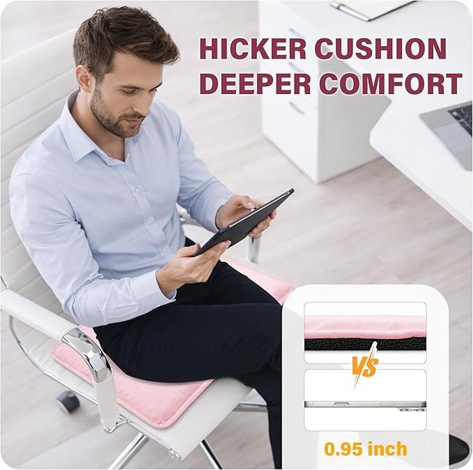 SPRING SEAON Large Gel Seat Cushion for Pressure Relief – Honeycomb Buffer Design with Extra Thick Filling, Anti-Slip Bottom, Perfect for Long Sitting, Travel, Airplane and Daily Comfort (Pink)