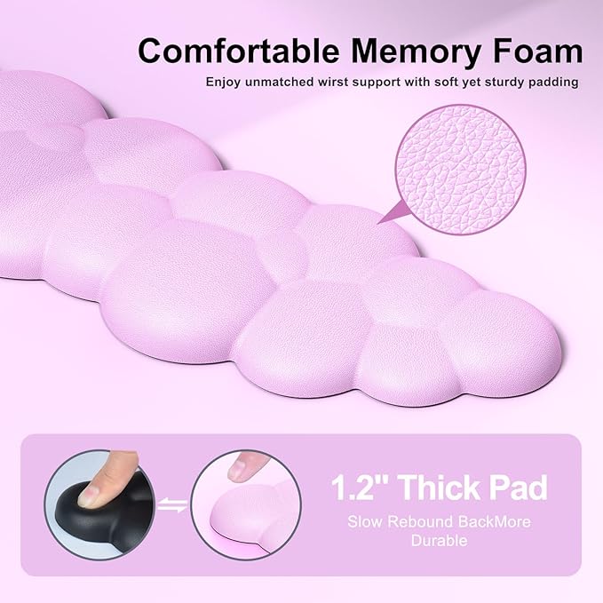 MOKURU Cloud Mouse Pad with Wrist Rest, Cloud Keyboard Wrist Rest, Mouse Pad Wrist Support, Ergonomic Keyboard Mouse Wrist Support (Pink)