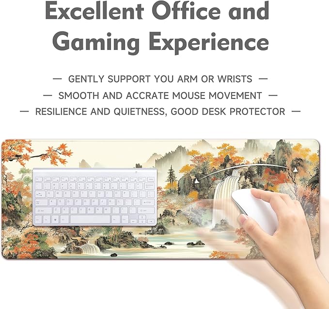 Desk Mat Mouse Pad Gaming Desk Pad XL Large Mouse Mat Office Decor Accessories (Ink Falls)