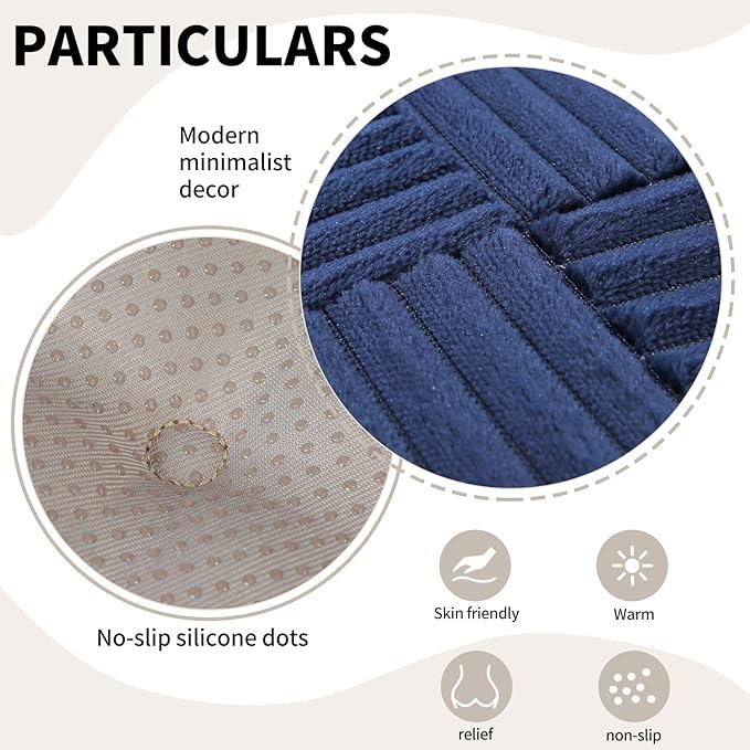 Office Stacking Chair Cushion with Ties, Corduroy High Density Foam Non-Slip Kitchen Seat Cushion, Square 17" x 17" Indoor Dining Chair Pads, Navy Blue, 1 PCS