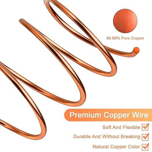 Premium 12 Gauge Copper Wire - 32.8ft Bendable Metal Craft Wire with 4-in-1 Pliers for Jewelry Making, Floral Design, Doll Making, and DIY Crafts Easy Wire Cutting, Shaping, and Wrapping
