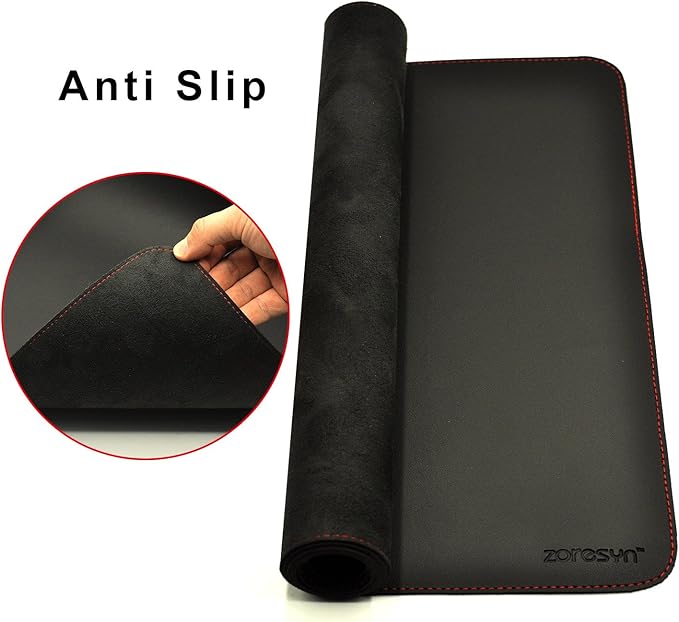 ZORESYN 59.1"x27.6" PU Leather Desk Pad Protector, Large Mouse Pad, Executive Computer Office Desk Mat, Non-Slip Desk Blotter, Waterproof Desk Writing Pad for Office and Home (Black)