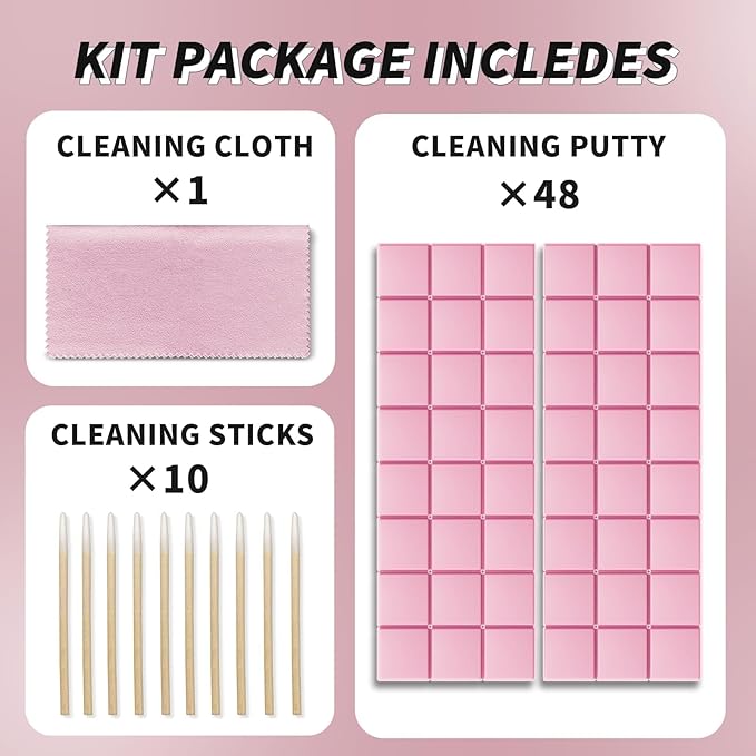 MOLOPPO Cleaning Putty, Phone Cleaning Kit, Remove Ear Wax & Dirt & Gunk from Device's Small Crevices, for AirPod Cleaner Kit for Airpods Charging Case/Headphones/Phone/Electronics(Pink)