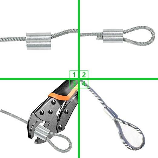 100pcs 1/8 Inch Aluminum Crimping Loop Sleeve for Wire Rope and Cable, Double Hole Type