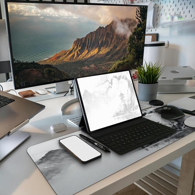 MAY FLOWER Gaming Mouse pad, Large Laptop Mousepad, Full Keyboard Mat, Long Computer Mouse Mat for Home and Office, Anti-Slip Rubber Base, 31.5 x 11.8 Inches (Japanese Cherry Blossom)