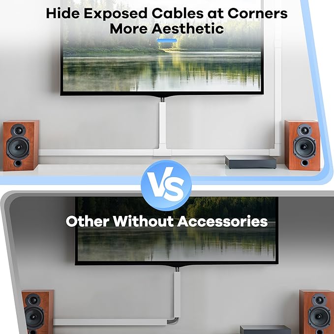 126in(8 x L15.7in) Cord Hider Kit, Wire Covers for TV on Wall, Paintable Cable Management Kit, Cable Cover for Mounted TV, Hide Wires Along Wall, Grey Cord Cover, W0.95in H0.55in