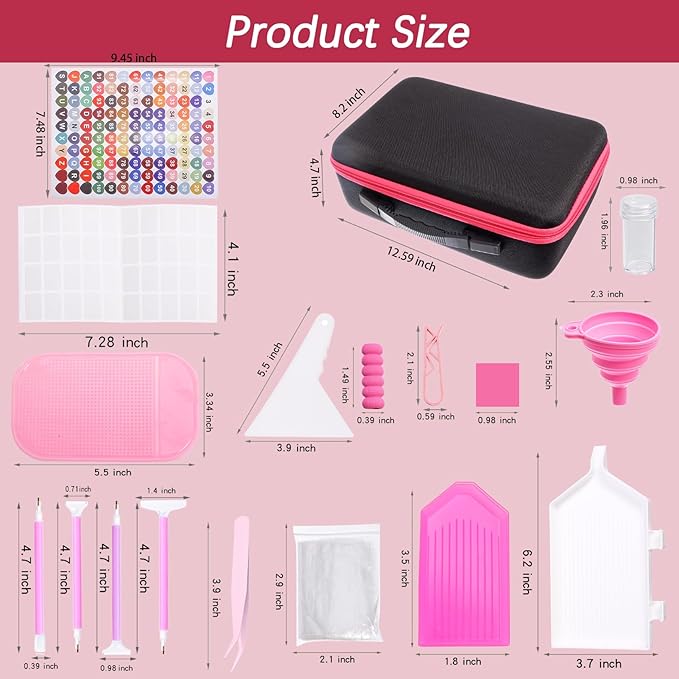 LYMUSUMI Diamond Art Storage Containers 120 Slots Diamond Painting Accessories and Tools Portable Bead Organizer Boxes for Adults（Rose Red）