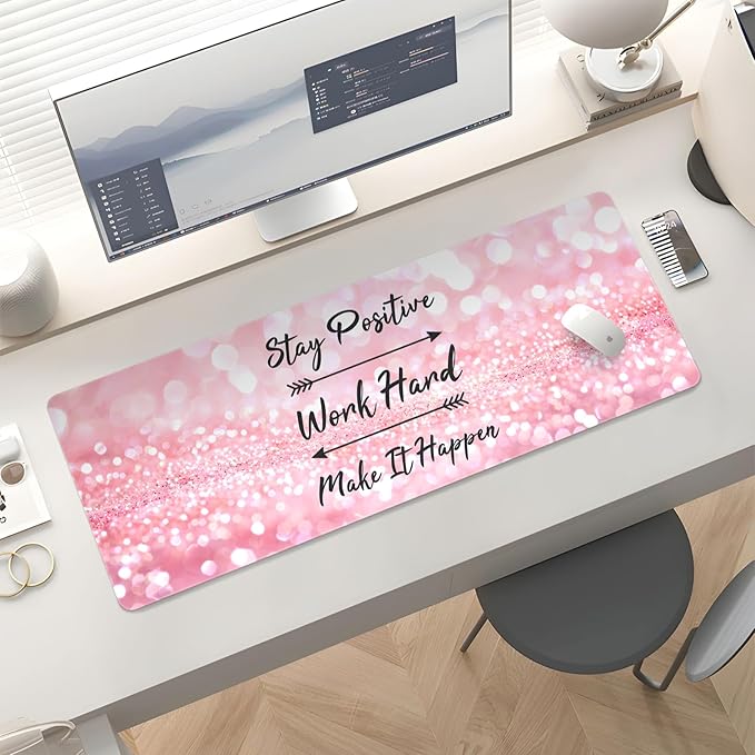 Mousepad Desk Mat Gaming Large Keyboard Cute Office Desktop Computer Laptop Quotes XXL Long Giant Big Kawaii Aesthetic Girly Pretty Design Women Girl Gamer Oversized Wide 30x12'' Mousepad