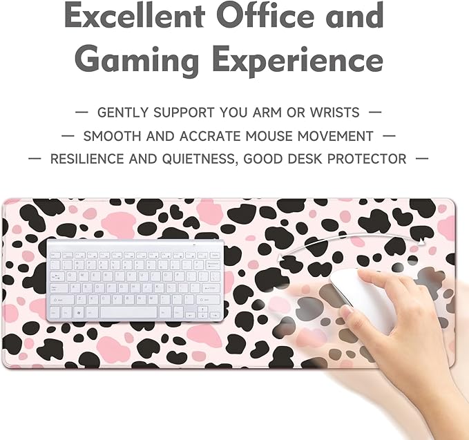Desk Mat Mouse Pad Gaming Desk Pad XL Large Mouse Mat Office Decor Accessories (Pink Spots)