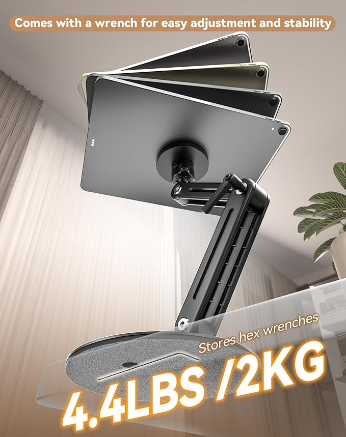 Jakeko Magnetic Portable Monitor Stand 15.6" - VESA Mount 75mm 13.3" 14.1" 15.6" 17.3" 18.5 inch Screen for Desk Adjustable Foldable 360° Swivel Tool-Free