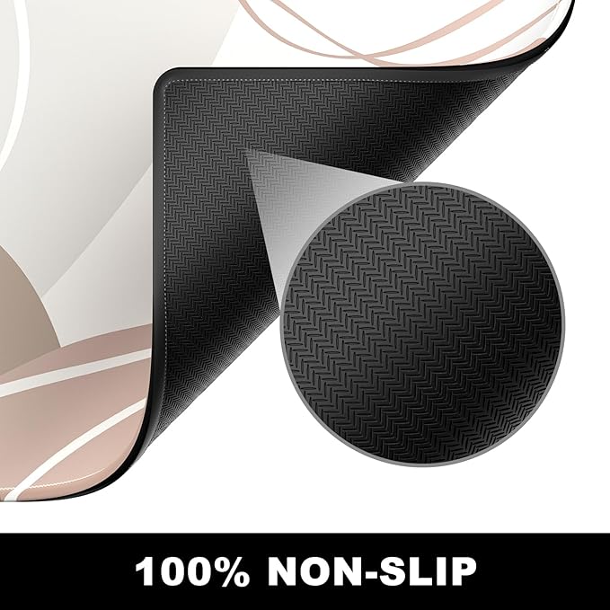 BOSOBO XXL Desk Mat, Extended Gaming Mouse mat & Keyboard Mat, Office & Home Desktop Full Cover 35.5 x 15.7 Inches, Art Modern Abstract Lines