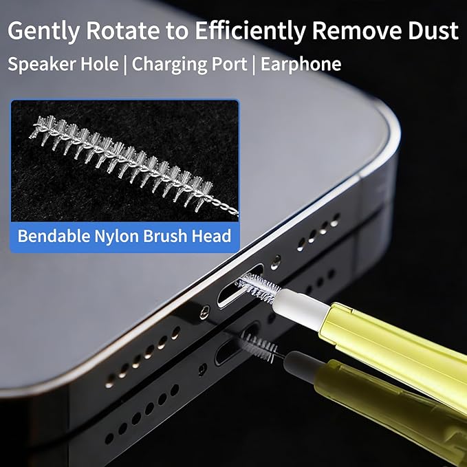 10 Pcs Cell Phone Cleaning Kit,Charging Port Cleaner,Dual Sided Anti Clogging Nylon Brushes,Suitable for Clean Phone Charging Port,Phone Speaker, AirPods,Tablet Camera,Other Electronics