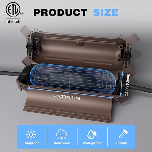 Flemoon [3 Pack] Outdoor Extension Cord Waterproof Cover, Weatherproof Electrical Connection Box for Outdoor Plug, Outlet, Outdoor Outlet, Socket, Halloween, Christmas Holiday Decoration Light, Brown