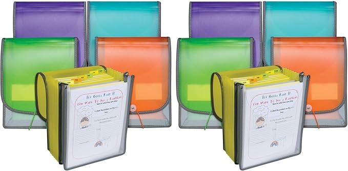 C-Line 7-Pocket Vertical Backpack File, Assorted, 1" x 10 1/4" x 12 3/4" (Pack of 2)