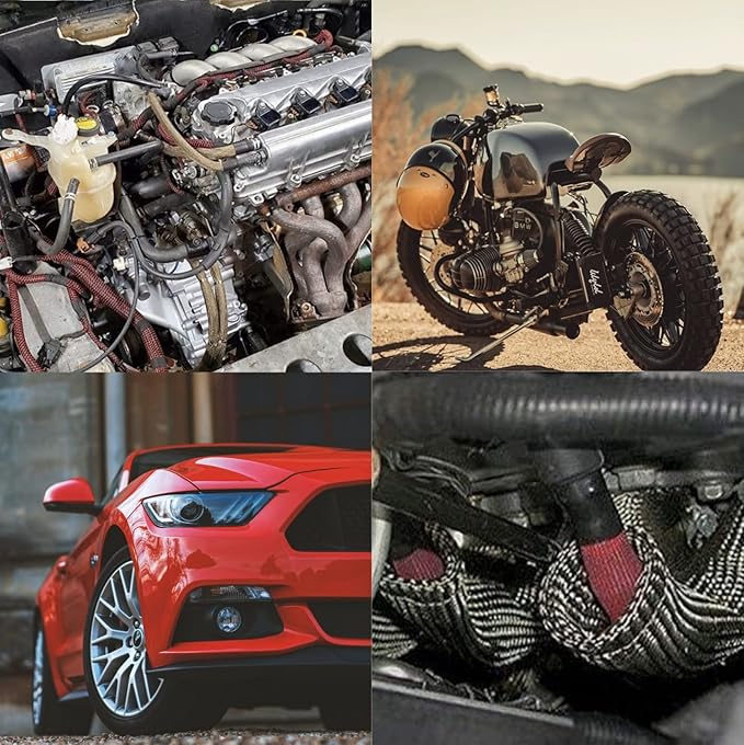 Heat Shield Sleeve Fuel Line Heat Shield Auto Hose Spark Plug Wire heat Shield Protectors Boots Roll 2500 Degree for Car&Auto Wire Loom Brake Cable (1/2" IDX10', Titanium)