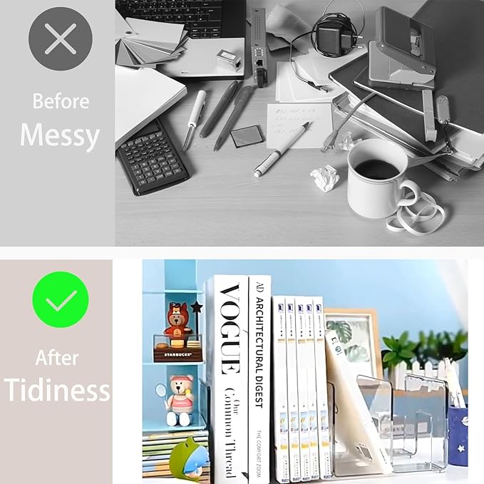 4 Pack Clear Acrylic File Organizer, Purse Organizer, File Sorter Desktop File Folder Organizer for Book, Envelopes, Mail, Document, Notebook, Office Supplies, Handbag