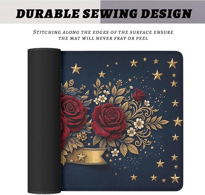 250 Years of Freedom Gaming Mouse Pad Cartoon Flowers USA Commemorative Mousepad Extended Large Laptop Keyboard Non-Slip Rubber Base with Stitched Edges for Home 31.5x11.8 Inch
