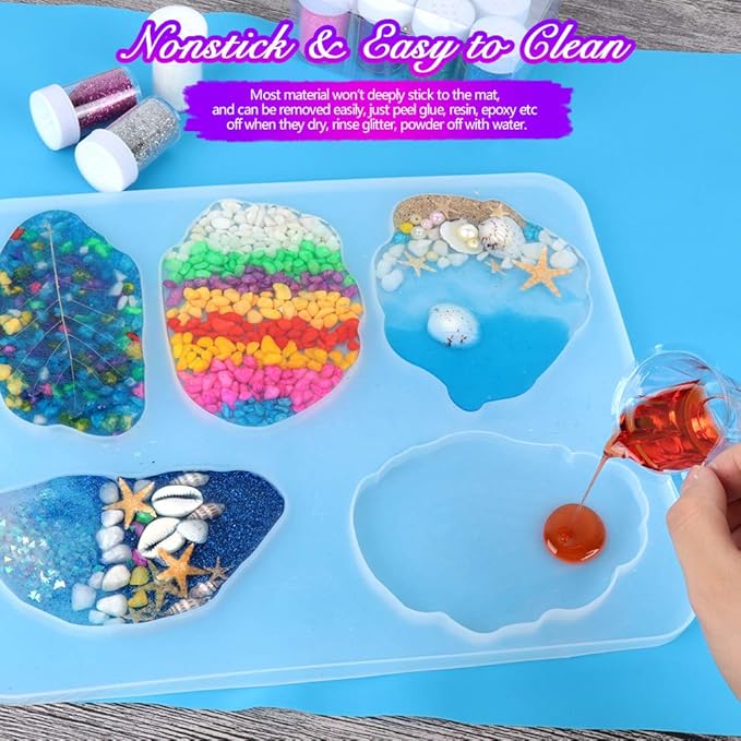 LEOBRO Silicone Mat, 23.4” x 15.6” Blue Silicone Mats for Crafts, Resin Molds, Play Dough Mat, for Resin, Clay, Paint, Arts and Crafts, 1 MM Thick