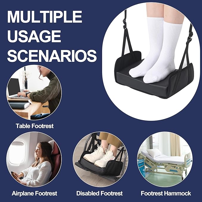 MABOZOO Wheelchair Foot Rest Hammock with Thick Memory Foam Pad, 3-in-1 Detachable Foot Sling & Cushion for Leg Rest Replacement, Wheelchair Accessories (Black)