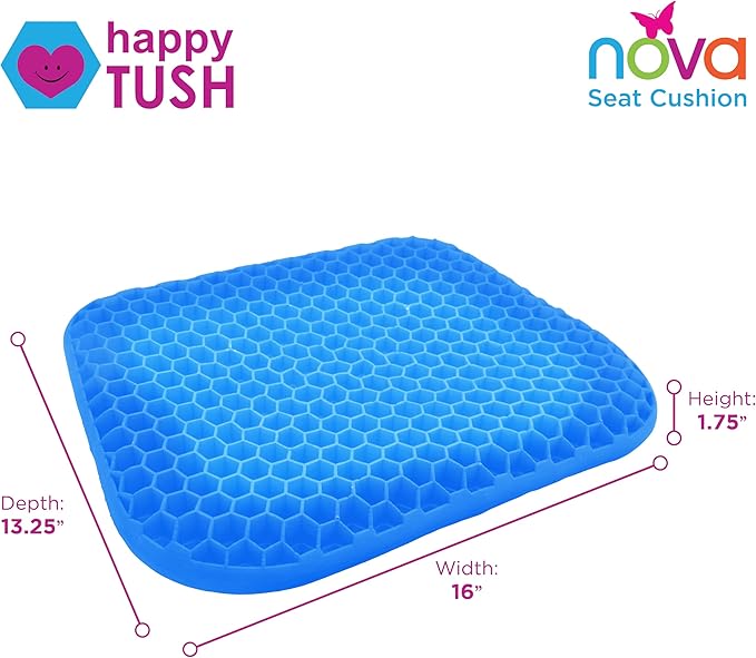 nova Cooling Gel Seat Cushion – Double Layer Honeycomb Design for Pressure Relief, Breathable & Shock Absorbing, Non-Slip Bottom with Handle – Office Chair, Car, Wheelchair & Home Use