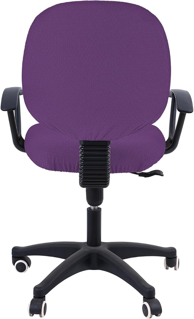 Smiry Stretch Jacquard Office Computer Chair Covers, Removable Washable Universal Desk Rotating Chair Slipcovers Protector, Seat + Backrest Cover, Purple