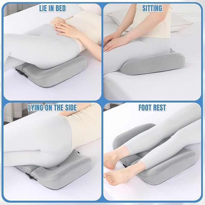 HOMBYS Memory Foam Bed Sore Cushions for Butt, Bedsore Pressure Relief Pillow for Sleeping and Sitting, Cushion for Bed Sores on Buttocks, T Shaped Opening Tailbone Pillow, Patent Pending, Light Grey