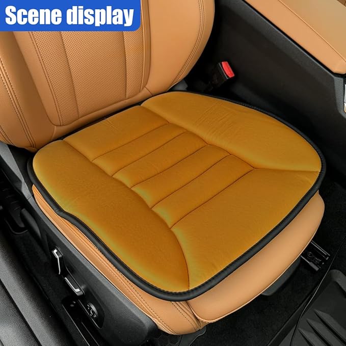Car Seat Cushion Pad, Memory Foam Automotive Butt Cushion with Non-Slip Silicone Bottom, Breathable Driver Seat Protector for Vehicle, Home and Office Chairs (Orange)