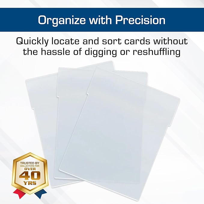 BCW Translucent Card Partitions - 12 Pack | Frosted Plastic Card Dividers for Card Bins & 6 Drawer Catalog | Trading Card Storage Organizer | Durable Card Box Dividers