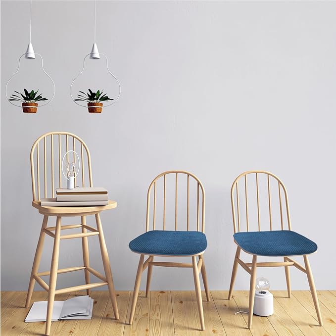Blue Kitchen Dining Chairs Cushions Set of 4 Non Slip Foam Patio Seat Cushions Washable Soft Thick Pads Large Wooden Metal Tapered Chair Cushions,17" x 15"