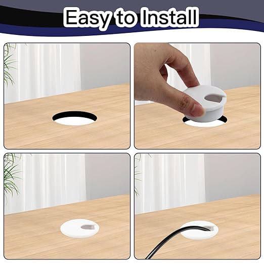 2pcs 2 Inch Desk Grommet, Plastic Hole Cover, White Cable Cover, Grommet for Wire Cord Organizing