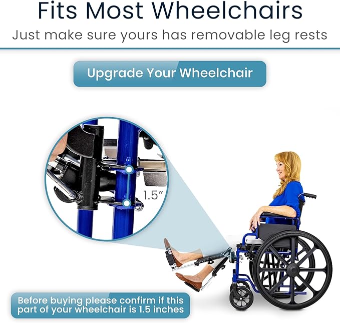 Vive Elevating Wheelchair Footrests with Padded Calf Pads (2 Pack) - Ultimate Leg Rest Accessory Replacement Parts for Wheelchairs - Foot Plates for Enhanced Comfort, Mobility, and Support