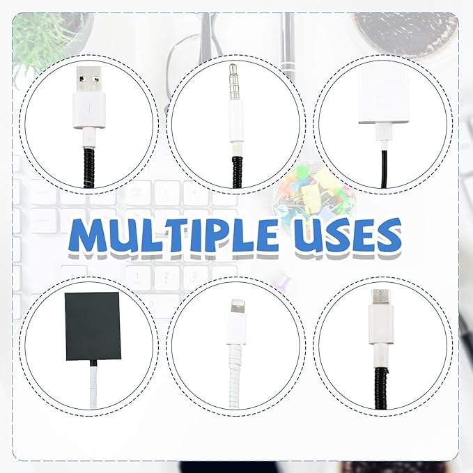 Frienda 10 Pcs Cord Protectors from Pets No Chew Spiral Cable Protector 43.3'' Phone Charger Cover Data Cable Protective Sleeve Chew Proof USB Wire Cover Stylish for Cat Dog Rabbit (Black and White)