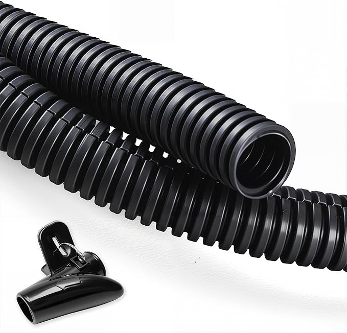 ZhiYo 20FT 1/2” Wire Loom Split Tubing Auto Wire Conduit Flexible Cover | High Temperature Heat Resistant -40F to 257F | Plastic Cover for Electrical Wires & Cables, Black