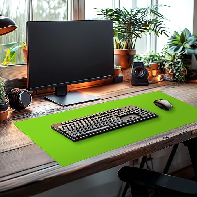 CounterArt Large Lime Green Waterproof Desk Protector 32” x 16” Made in The USA Desk Mat Office Mat Large Mouse Pad