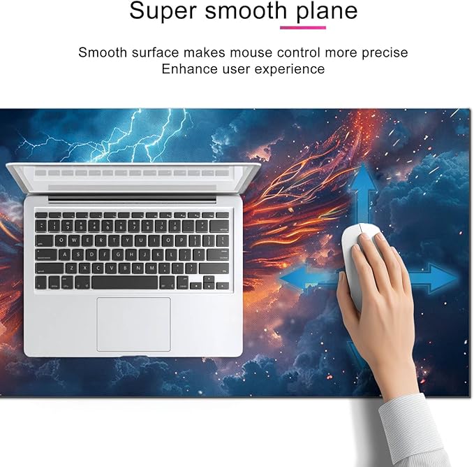 HOMETITUTE Mouse Pad 31.5 x 11.8 Inch XL Large Desk Mat Fire Wing Lightning Gaming Mousepad Extended Keyboard Mat Computer Desk Pad Waterproof Non Slip Surface Mouse Pads