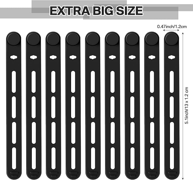 Tellegloww 42 Pcs Silicone Cable Ties Reusable Cord Organizer Adjustable Data Cable Wraps for Earphone Phone Charger Computer Cord Management Straps Travel Essentials(Black,5.12 Inch)