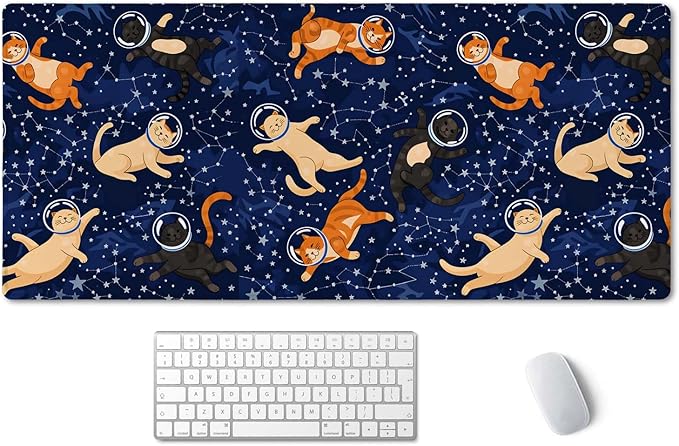 SSOIU Cute Cats & Constellations Desk Mat - Extra Large, XXL Gaming Mouse Pad, 35.5" x 15.7"