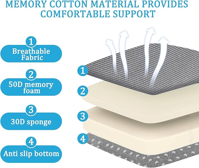 MINUPWELL 6" Extra Thick Office Chair Cushion, 2 Layers Memory Foam Adult Booster Seat Cushion, Thick Wheelchair Cushions, Thick Adult Booster seat Chair Cushion for Car Seat - 18x16x6in -（Grey）